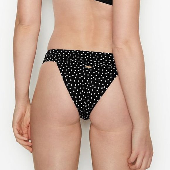VS Polka Dot Swimsuit Swim Bottom S Brazilian Cheeky Black NWT - Picture 1 of 10